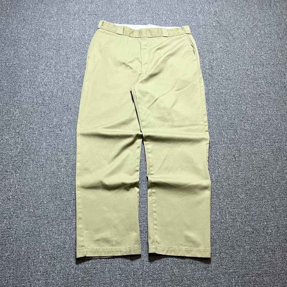 Vintage Dickies 874 Work Pants 38x32 Khaki Tan Chino Made in USA 90s - Picture 2 of 10